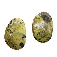 Load image into Gallery viewer, Turquoise Faustite Oval Beads| 33x22x6mm | Chartreuse, Black | 2 Beads |
