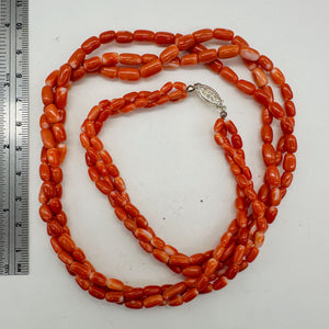 Coral Oval Graduated Bead Necklace | 20" Long | 3x6 to 5x8mm | Red | Necklace |