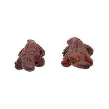 Load image into Gallery viewer, Red Gators 2 Carved Jasper Alligator Animal Beads | 28x11x7mm | Red
