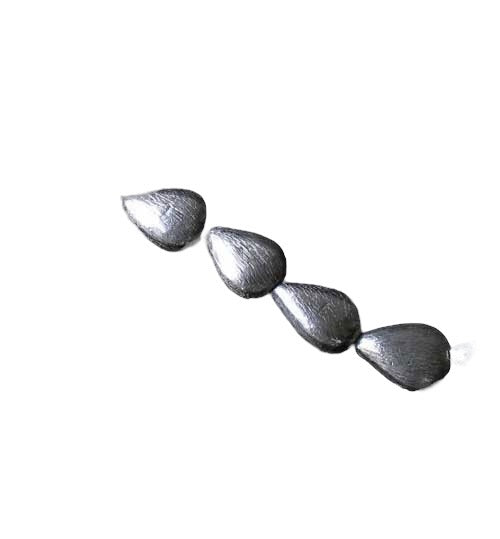Designer Four Brushed Silver Teardrop Beads 10317