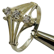 Load image into Gallery viewer, Three Stone Cubic Zirconia Promise Ring Sterling Silver Size 6.75

