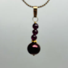 Load image into Gallery viewer, Purple Black Grape Freshwater Pearl 14K Gold Filled Pendant | 1&quot; Long |
