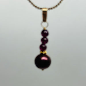 Purple Black Grape Freshwater Pearl 14K Gold Filled Pendant | 1" Long |
