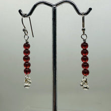 Load image into Gallery viewer, Champagne Garnet AAA 4mm Round Bead Dangle Earrings | 2" Long | Red |
