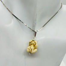 Load image into Gallery viewer, Hear No, See No, Speak No Evil Monkey Mammoth Bone Sterling Silver Pendant
