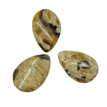 Load image into Gallery viewer, 3 Wild Cat Feldspar Carved Teardrop Twist Pendant Beads 008904
