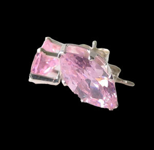 10x5mm Pink Cubic Zironia & Silver Earrings 10148J