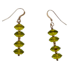 Load image into Gallery viewer, Natural Yellow Amber 4 Bead 14K Rose Gold Filled Dangle Earrings 1.5" Handmade
