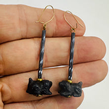 Load image into Gallery viewer, Hand Carved Sodalite Dog Puppy and 14Kgf Earrings 6142
