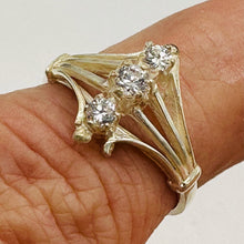 Load image into Gallery viewer, Three Stone Cubic Zirconia Promise Ring Sterling Silver Size 6.75

