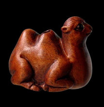 Load image into Gallery viewer, Carved Boxwood Resting Desert Camel Ojime/Netsuke Bead | 25x20.5x15mm | Brown
