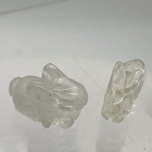 Hoppy 2 Carved Clear Quartz Bunny Rabbit Beads | 22x12x10m | Clear