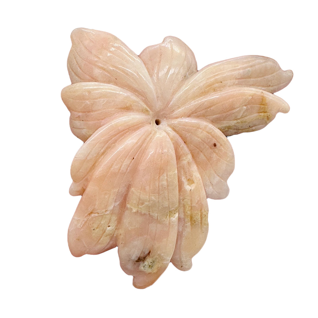 Peruvian Opal 163ct Carved Flower Pendant Bead | 60x80x7mm | Pink | 1 Bead |