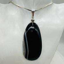 Load image into Gallery viewer, Sardonyx Large Designer Teardrop Sterling Silver Pendant | 3&quot; Long| Black.White|
