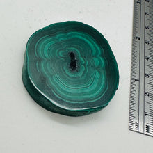 Load image into Gallery viewer, Malachite 37g Polished Round Stalactite Slice | 1 Specimen | | 46x41x7mm | Green
