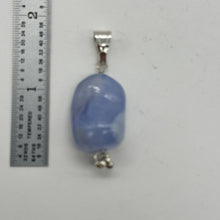 Load image into Gallery viewer, Blue Chalcedony Sterling Silver Designer Freeform Pendant | 2&quot; Long|Blue Silver|
