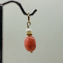 Load image into Gallery viewer, Rhodocrosite Freshwater Pearl 14K Gold Filled Pendant| 1&quot; Long| Pink White |
