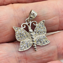 Load image into Gallery viewer, Butterfly Marcasite Sterling Silver Pendant | 1&quot; Long | Silver | 1 Pendant
