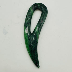 Ruby Zoisite Comma Bead | 94x28x6mm | Green Red | 1 Pendant Bead