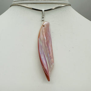 Designer Pink Mussel Shell Sterling Silver Pendant | 2 3/4" Long |