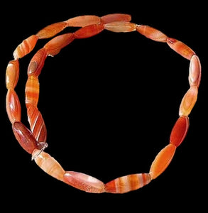 Orange & White Sardonyx Agate 18x6mm Rice Bead Strand 108986