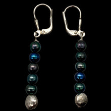 Load image into Gallery viewer, Shinning Teal Fresh Water Pearl Sterling Silver Earrings | 2&quot; long |
