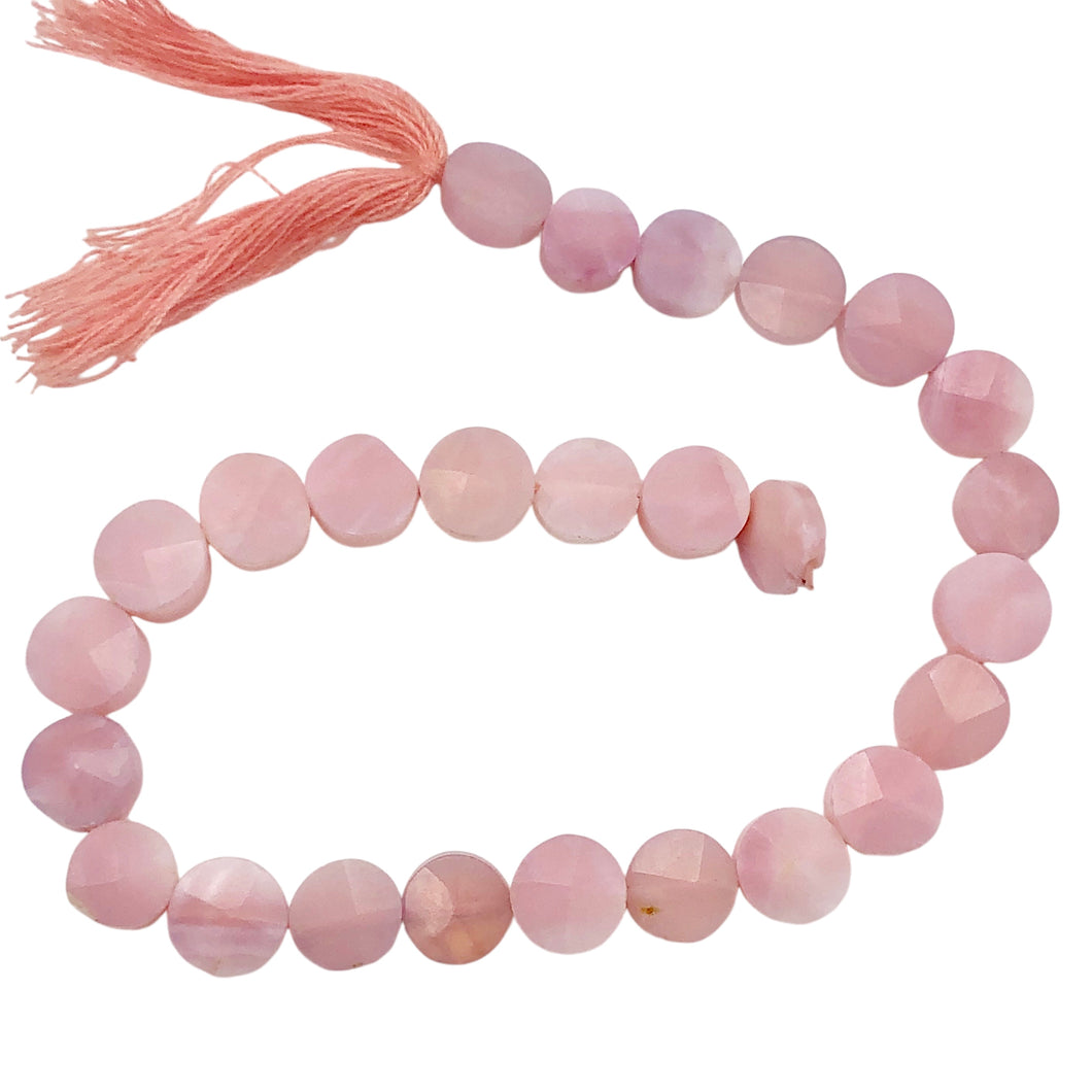 Natural Pink Peruvian Opal Coin Bead 7 inch Strand 7575