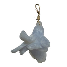 Load image into Gallery viewer, Blue Chalcedony Druzy Carved Flower Bead 14Kgf Pendant | 1 3/4&quot; Long | Blue |
