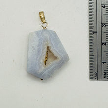 Load image into Gallery viewer, Chalcedony Druzy Designer Cut Sterling Silver Pendant | 1 1/2&quot; Long | Blue |
