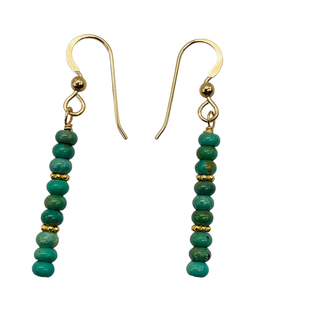 Unique Natural USA Blue Turquoise 14K Gold Filled Earrings | 2