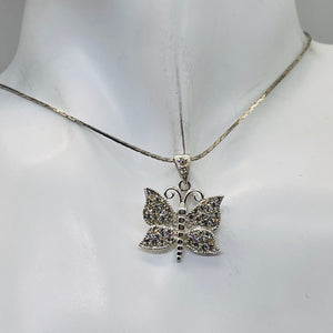 Butterfly Marcasite Sterling Silver Pendant | 1" Long | Silver | 1 Pendant