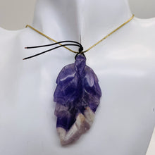 Load image into Gallery viewer, Amethyst Carved Pendant Leaf | 60x30x8mm | Purple White | 1 Bead |

