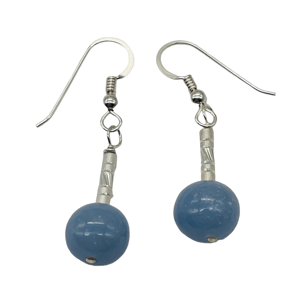 Angelite Sterling Silver Dangle Earrings | Blue | 1 1/2