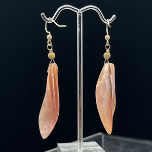 Designer Pink Mussel Shell 14K Gold Filled Earrings | 2 1/2" Long |