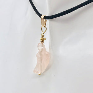 Rose Quartz Angel Pendant Necklace | Semi Precious Stone Jewelry | 14kgf Pendant