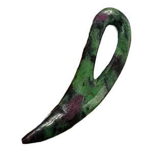 Ruby Zoisite Comma Bead | 94x28x6mm | Green Red | 1 Pendant Bead |
