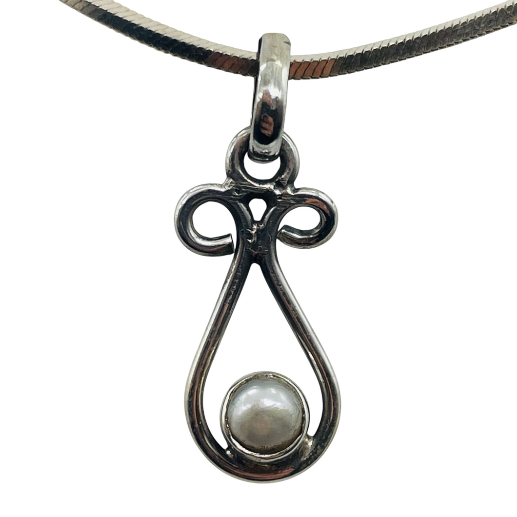 Pearl Sterling Silver Drop Pendant | 1