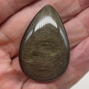 Gold Sheen Obsidian Not Drilled Teardrop Worry Stone | 45x30x12mm | Golden | 1 |