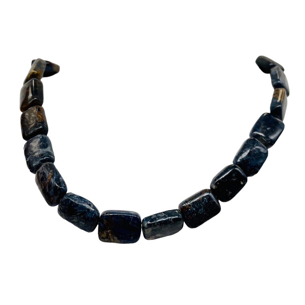 Pietersite Rectangle Bead Strand| 15x10x4mm | Deep Blue Black | 29 Beads |