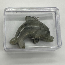 Load image into Gallery viewer, Labradorite Stone Dolphin Pendant Necklace| 3/4&quot; Long | Green, Rainbow |
