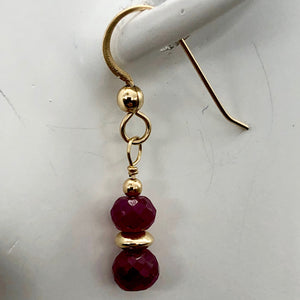 Natural Precious Gemstone Ruby Earrings with Gold Findings