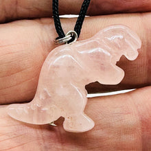 Load image into Gallery viewer, Rose QuartzTyrannosaurus Rex Dinosaur Pendant Necklace | 3/4&#39; Long | Pink |

