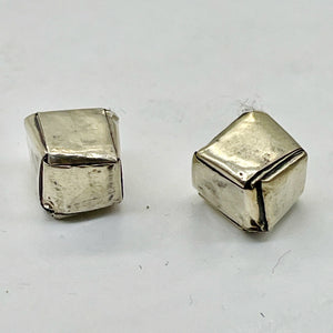 Remarkable Thai Hill Tribe 'Origami' Fine Silver Cube Bead | 11x8x8mm | 2 Beads|