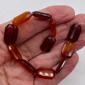 Premium! Faceted Natural Carnelian Agate 12x18mm Rectangular Bead Strand 110600