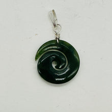 Load image into Gallery viewer, Jade New Zealand Maori Koru Sterling Silver Pendant | Green | 1&quot; Long |
