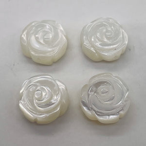 Mother of Pearl Half Strand Carved Rose Beads | 12x6mm | White | 16 Beads |