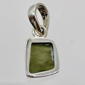Moldavite 9.45ct Sterling Silver Square Pendant | 3/4" Long | Green | 1 Pendant|