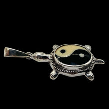 Load image into Gallery viewer, Yin Yang Sterling Silver Turtle Pendant | 1 1/2&quot; Long | White Black | 1 Pendant |
