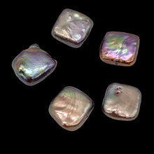 Load image into Gallery viewer, 5 Beads of Peacock Bronze Square Coin FW Pearls 009454
