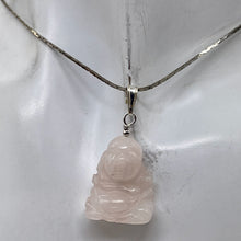 Load image into Gallery viewer, Rose Quartz Buddha Pendant Necklace|Semi Precious Stone Jewelry|Sterling Silver|
